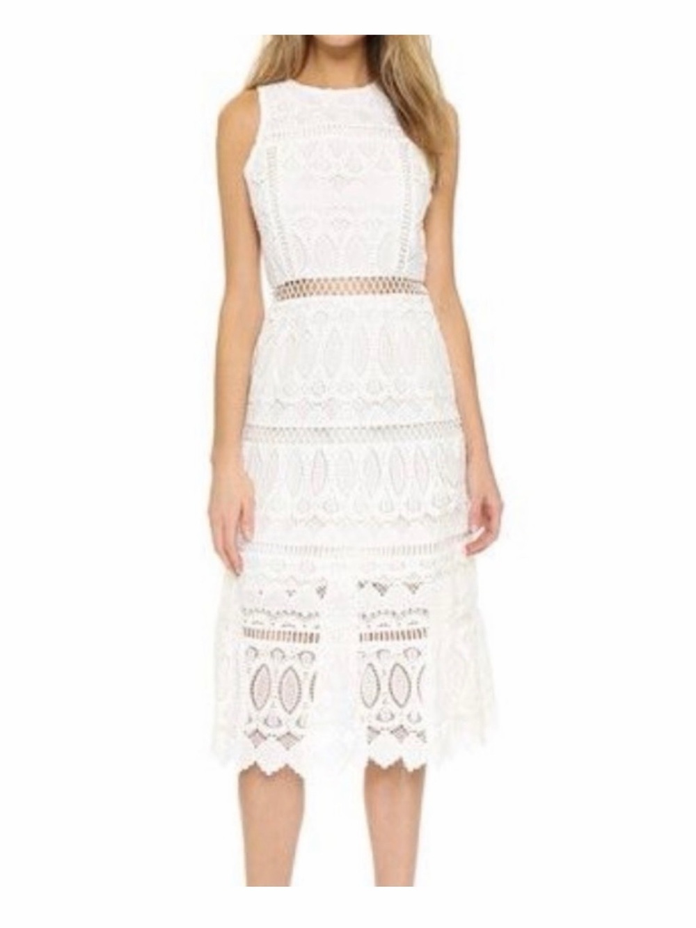 J.O.A White Lace Midi Dress - Women's Elegant Sleeveless Dress